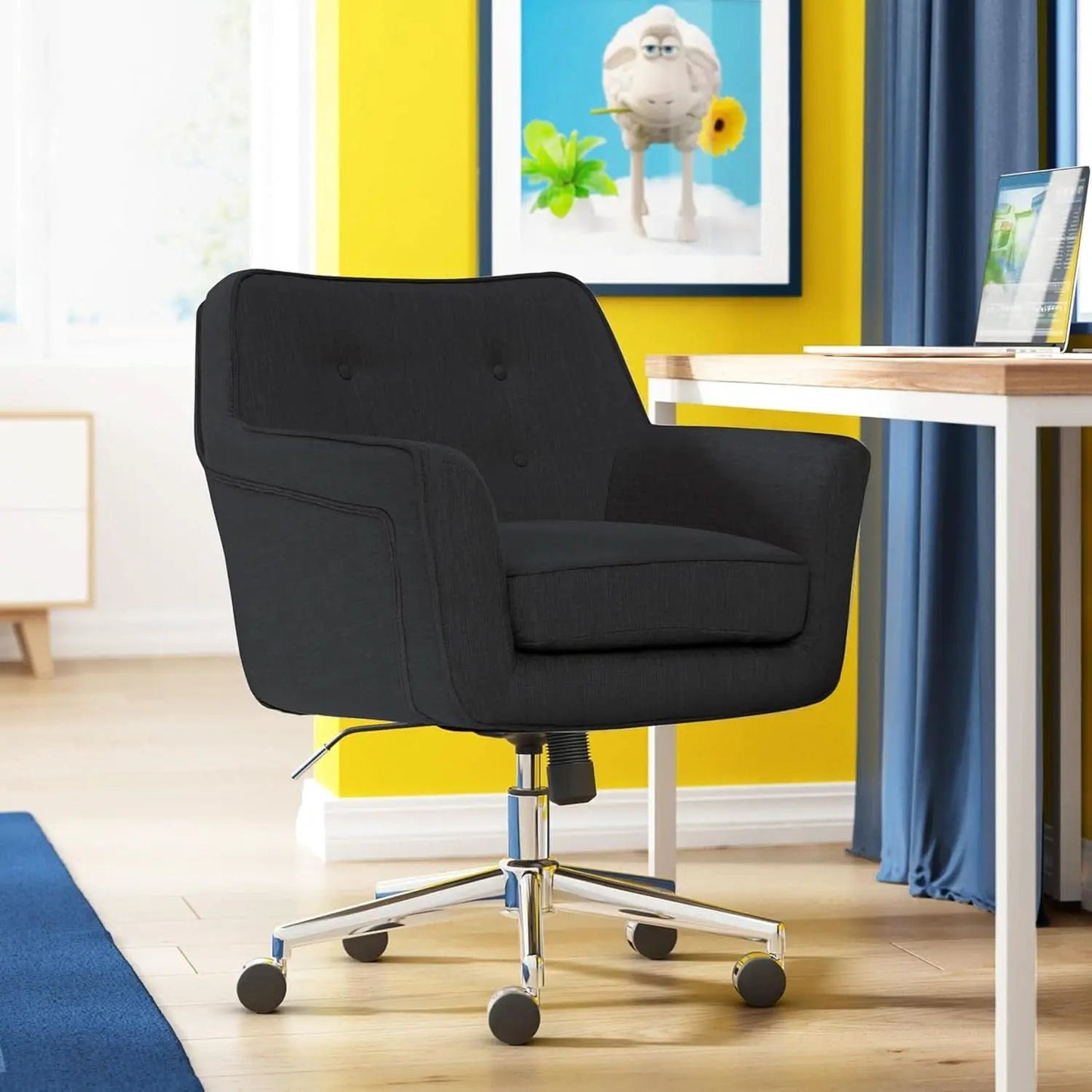Mid Century Memory Foam Office Chair In Charcoal Gray from PriceLows™
