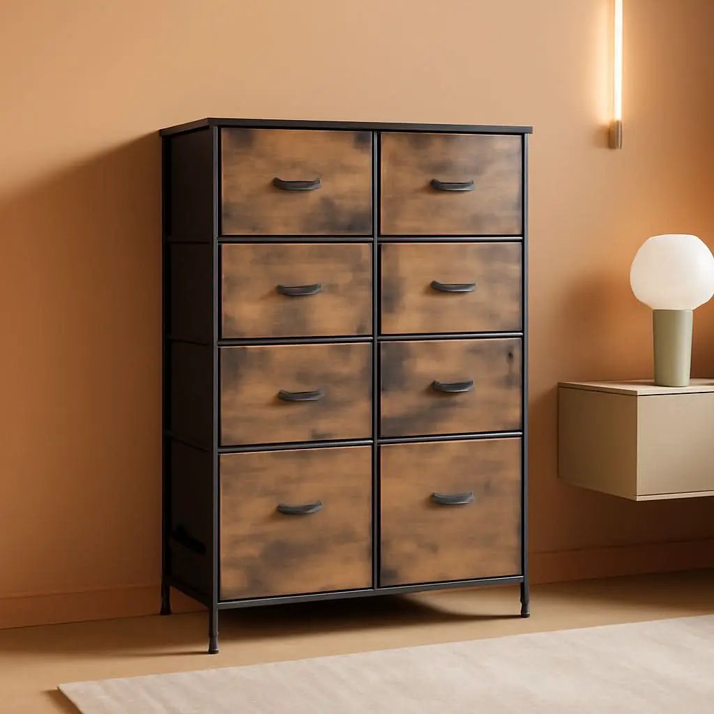 Tall Rustic Brown Dresser With 10 Deep Drawers For Bedroom from PriceLows™