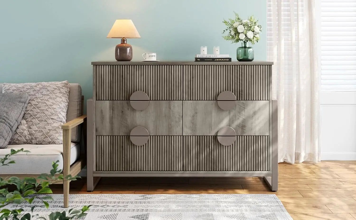 Slate Gray Dresser Semicylinder Drawer Fronts FiftyInches from PriceLows™