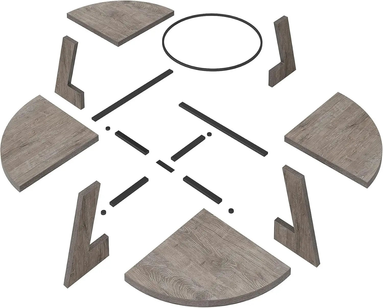 Round Dining Table 47 Inch Wood Farmhouse Grey Kitchen from PriceLows™