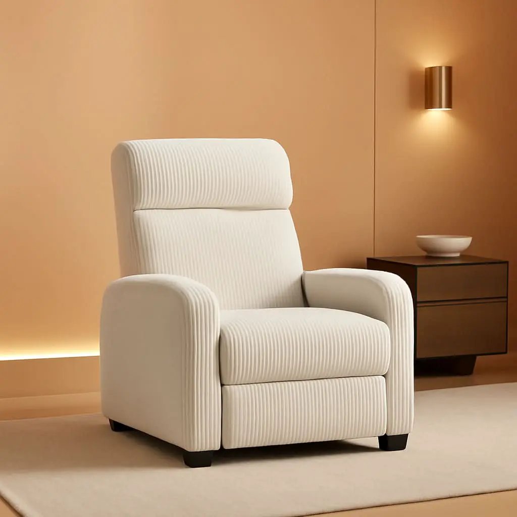Beige Corduroy Recliner Chair Adjustable For Living Room Home Theater from PriceLows™