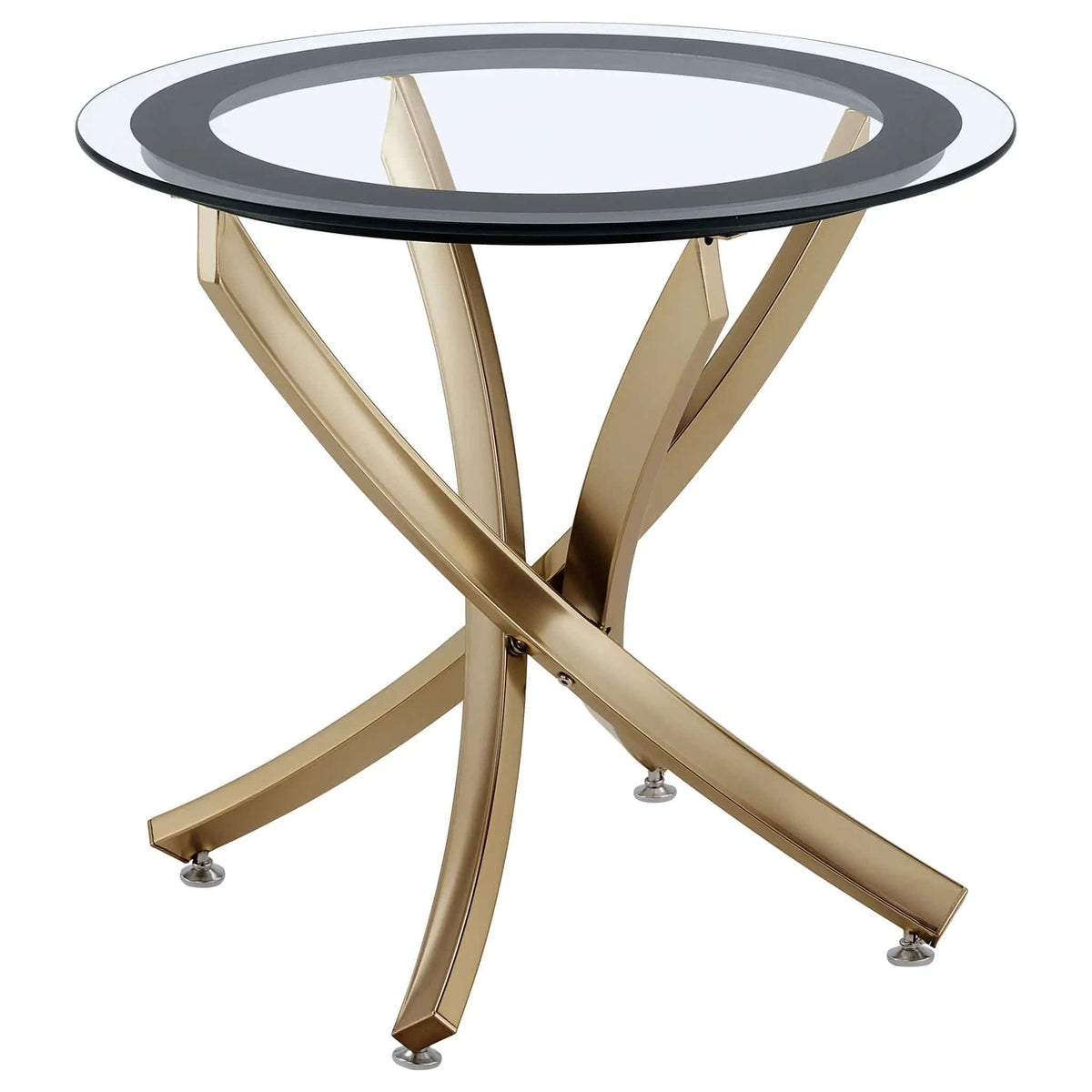 Brooke Round Glass Top Side End Table Metal Base | 23.5 x 23.5 x 22 in | Tempered Glass & Metal | Brass