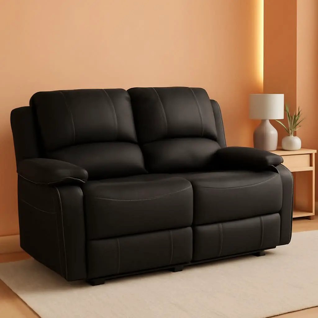 58 Inch Wall Hugger RV Theater Seats Double Recliner Black from PriceLows™