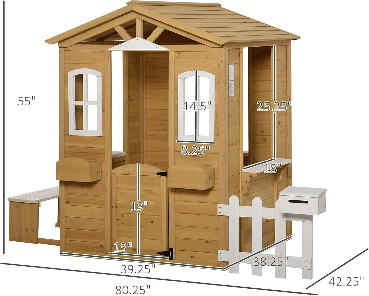 Kids Outdoor Wood Playhouse With Working Door And Windows from PriceLows™