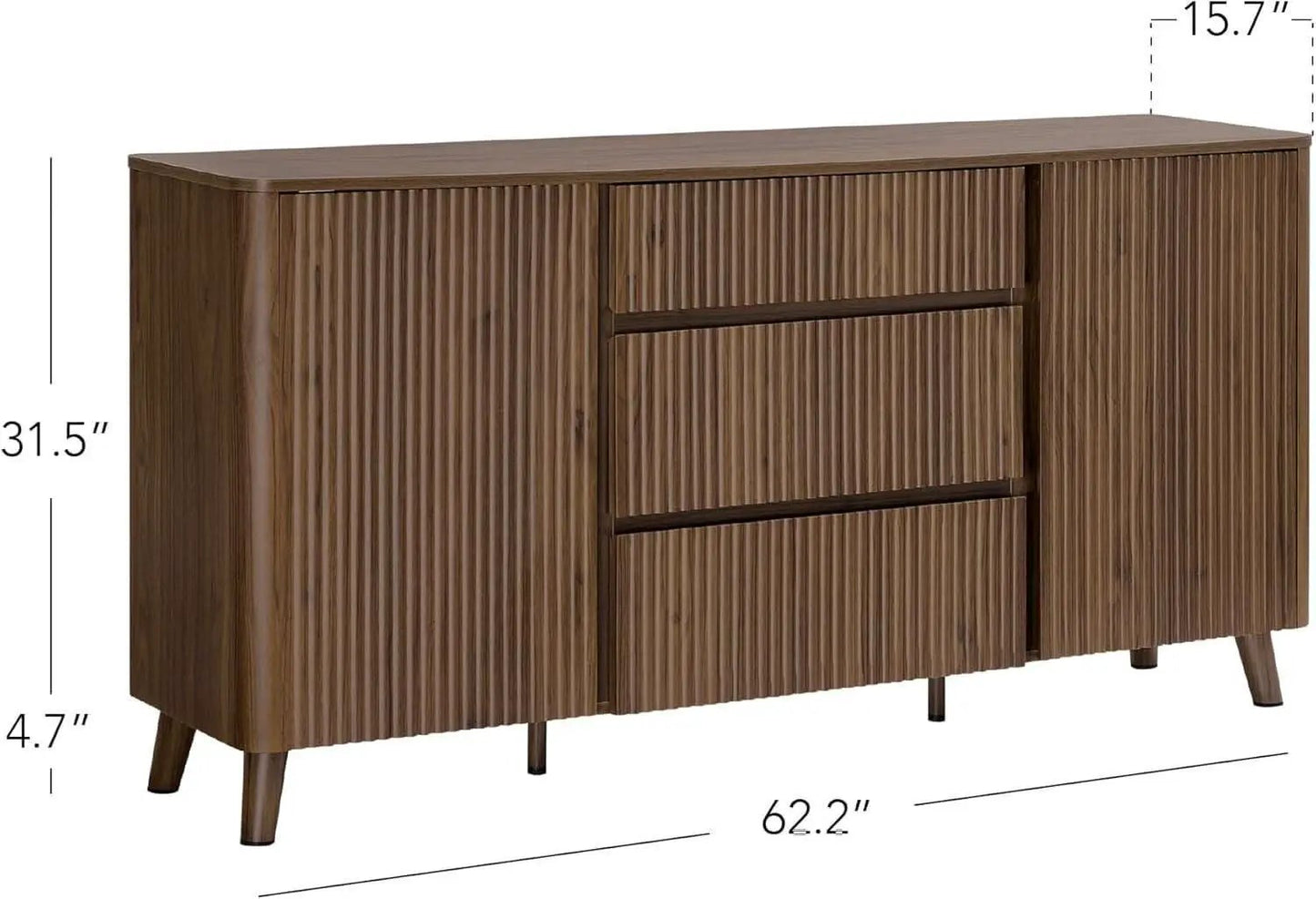 62 Inch Walnut Sideboard Buffet With Adjustable Shelves from PriceLows™