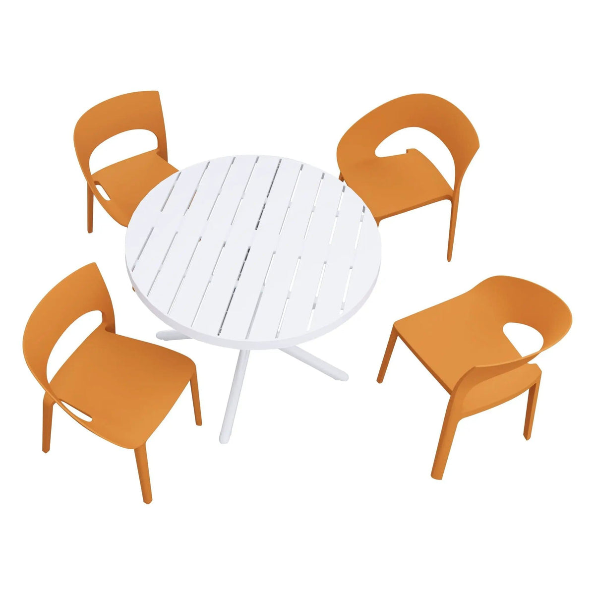 4 Piece Set Of Modern Designed Single Chairs With Round Table | 4-Piece Set | Metal | Outdoor Living