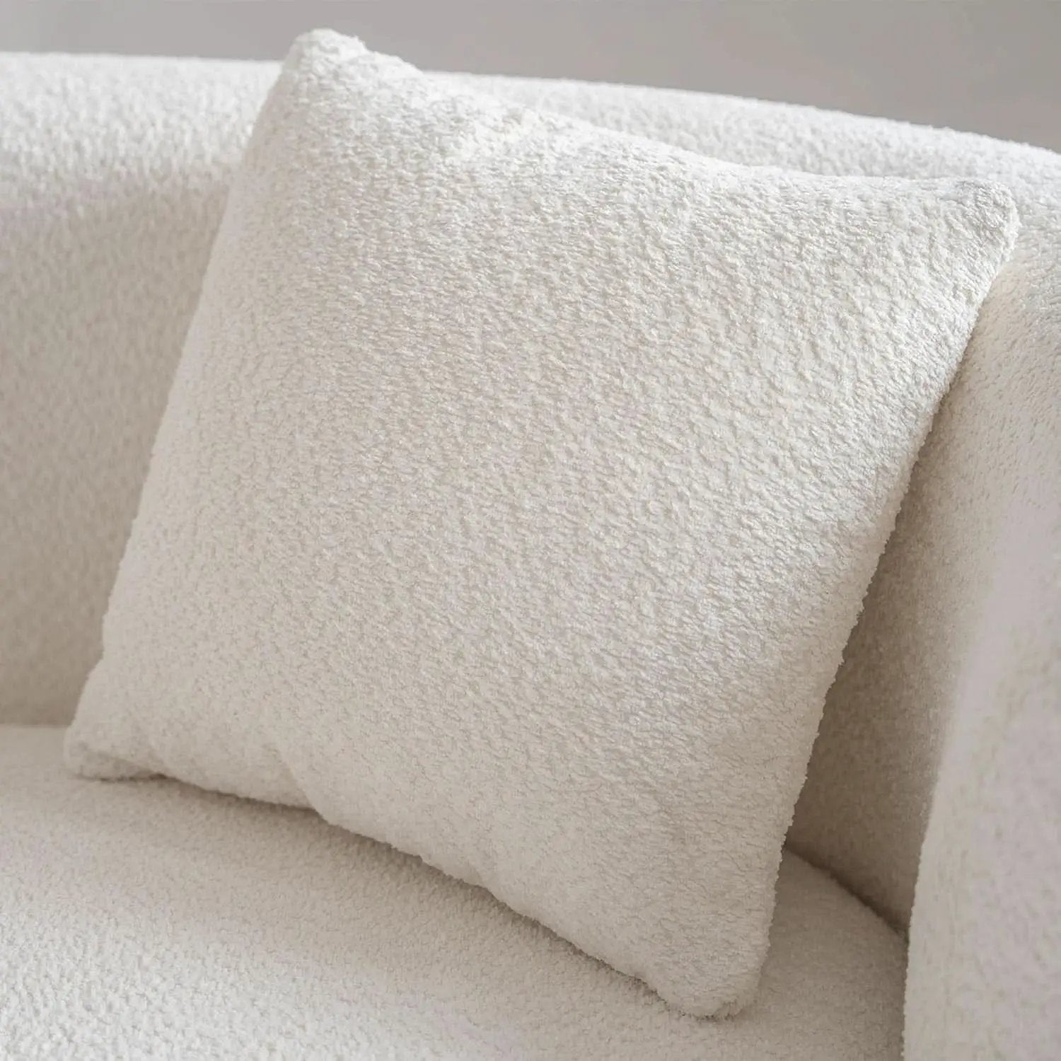 White Boucle Curved Sectional Sofa Modular Living Room from PriceLows™