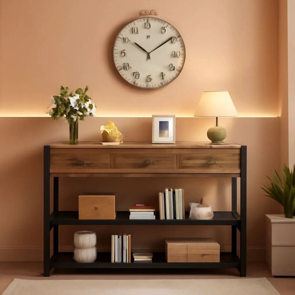Rustic Console Table With USB Outlets And Drawers Sofa from PriceLows™
