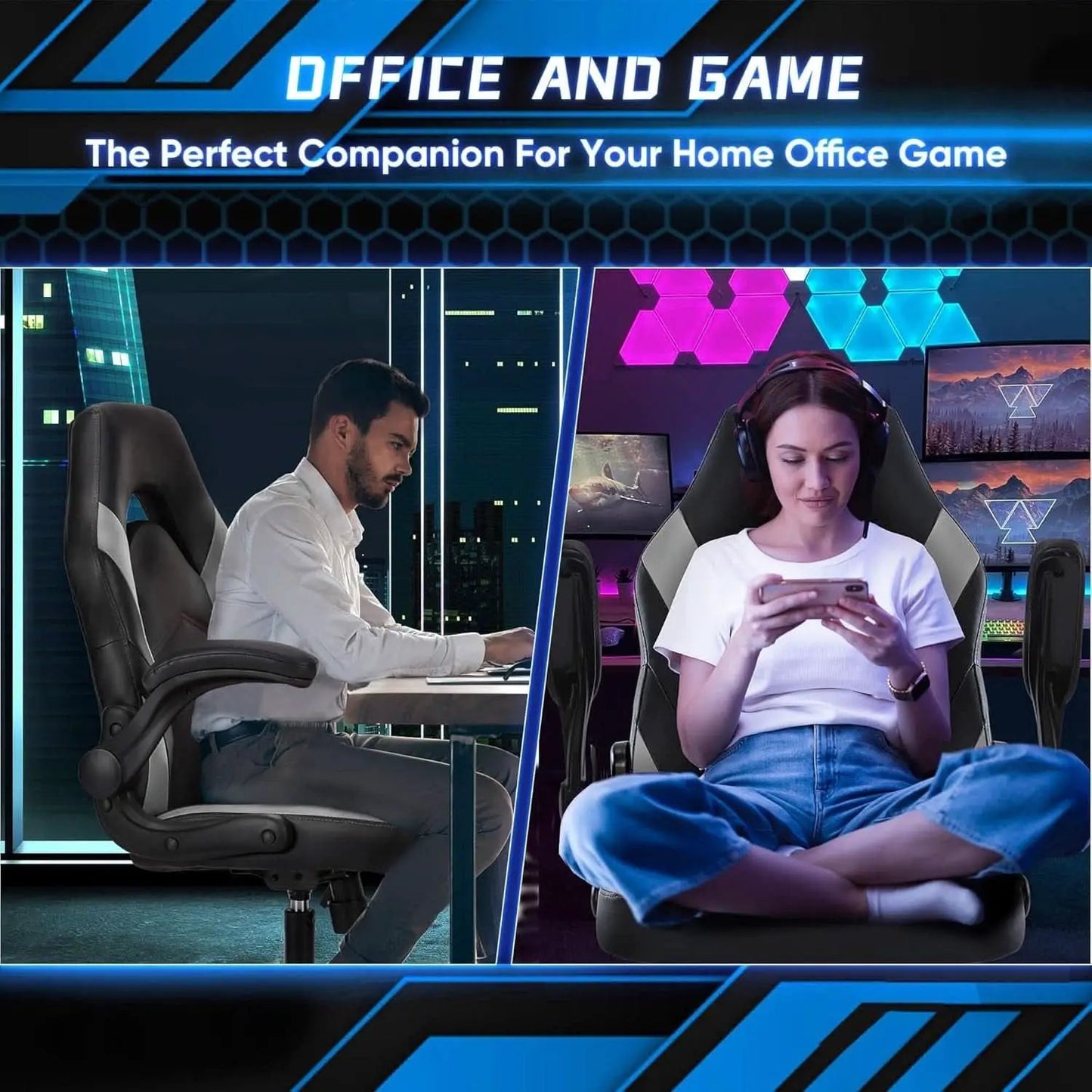 Big And Tall Leather Office Desk Gaming Chair With Adjustable Arms from PriceLows™