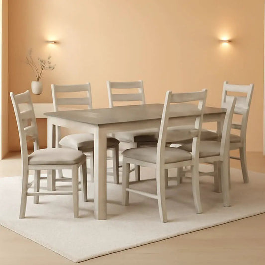 Seven Piece Weathered Whitewash Dining Set Collection from PriceLows™