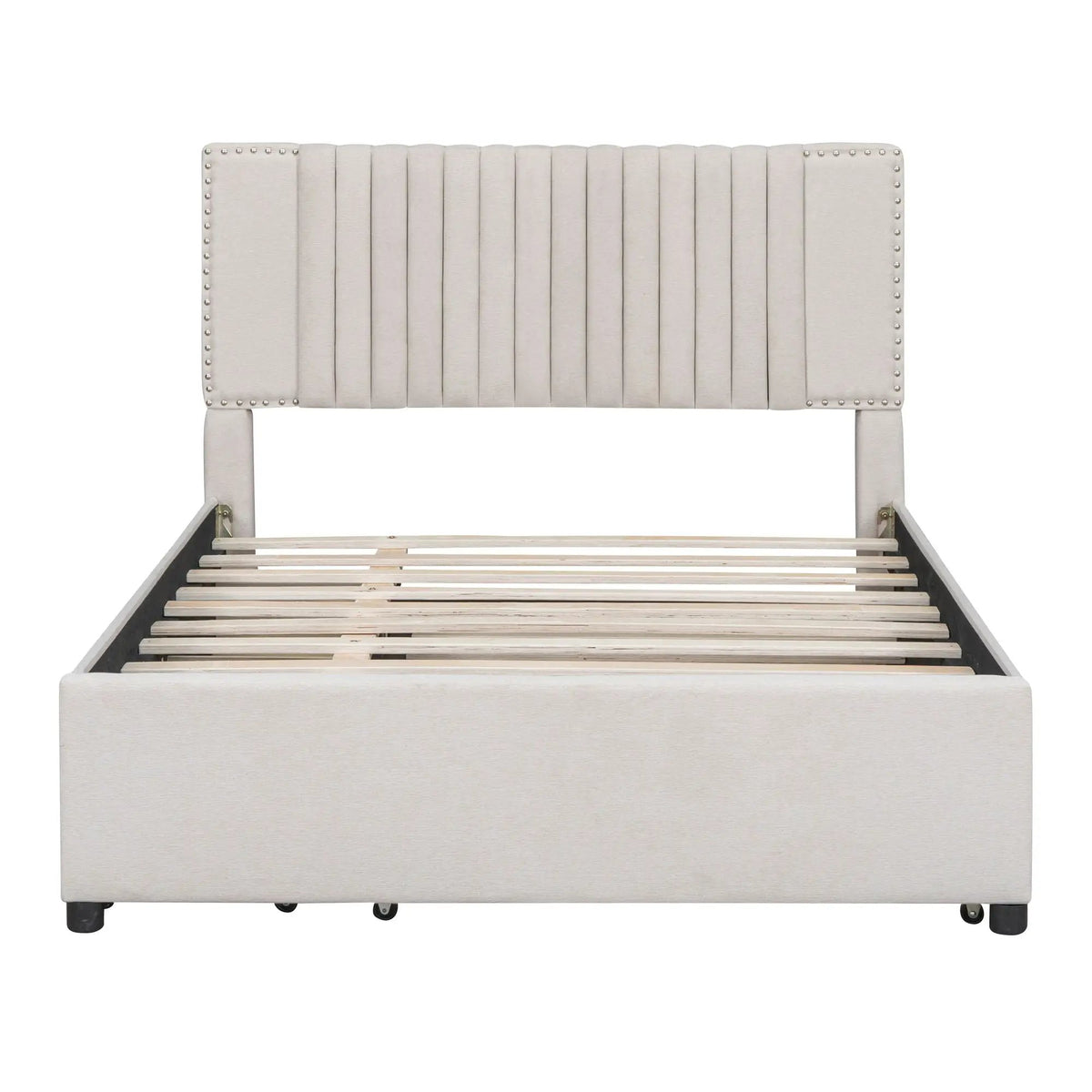 Upholstered Platform Bed | Drawers | Classic Headboard Design | Thick Foam Fill
