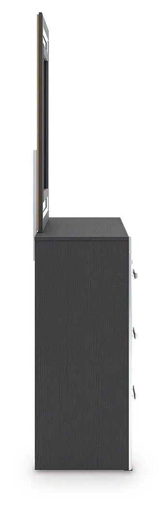 Zuraleus Six Drawer Dresser | Large-Scale Handles | Chrome-Tone Details | Glam Style