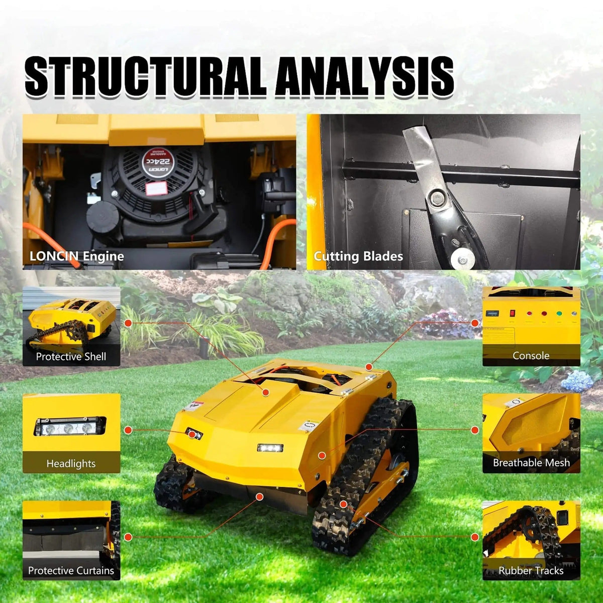 9HP 21-Inch Industrial Remote-Controlled Lawn Mower | 9 HP | 21 Inch | Robotic Mower