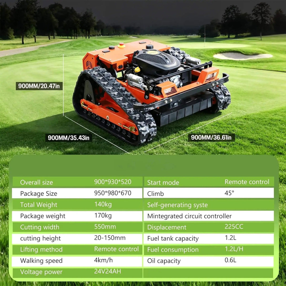 Heavy Duty 9HP 225CC Remote Controlled All Terrain Gas Powered Lawn Mower With 21 | 9 HP | 21 Inch | Robotic Mower