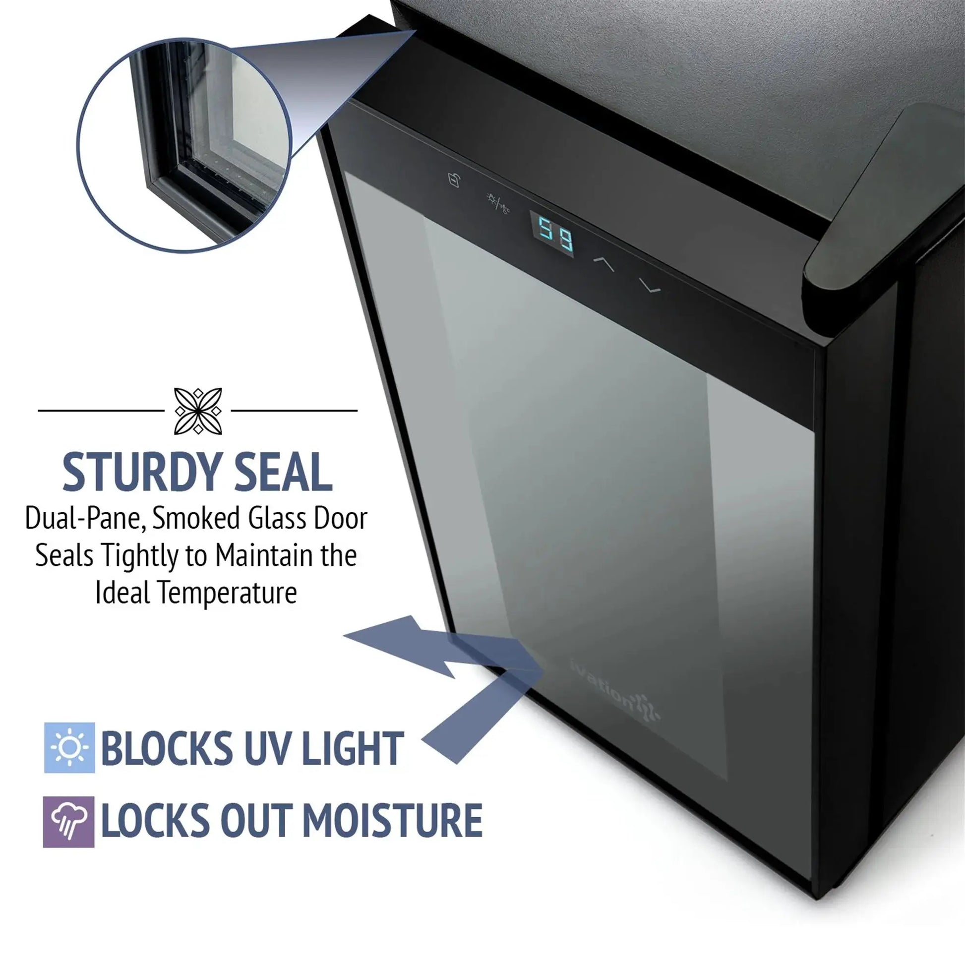 Ivation 12 Bottle Thermoelectric Wine Cooler, Quiet Freestanding Wine Fridge, Black from PriceLows™