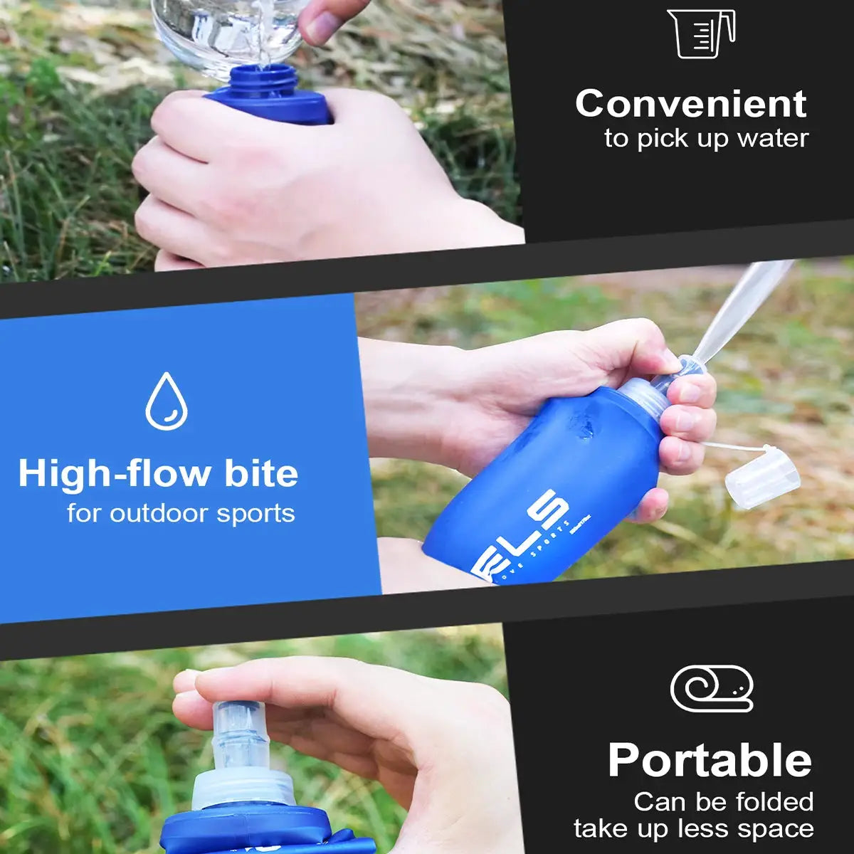 WRELS Soft Folding Water Bottle Collapsible Silicone Outdoor Sport Traveling Camp Hiking Cycling Running TPU Portable Water Bag from PriceLows™