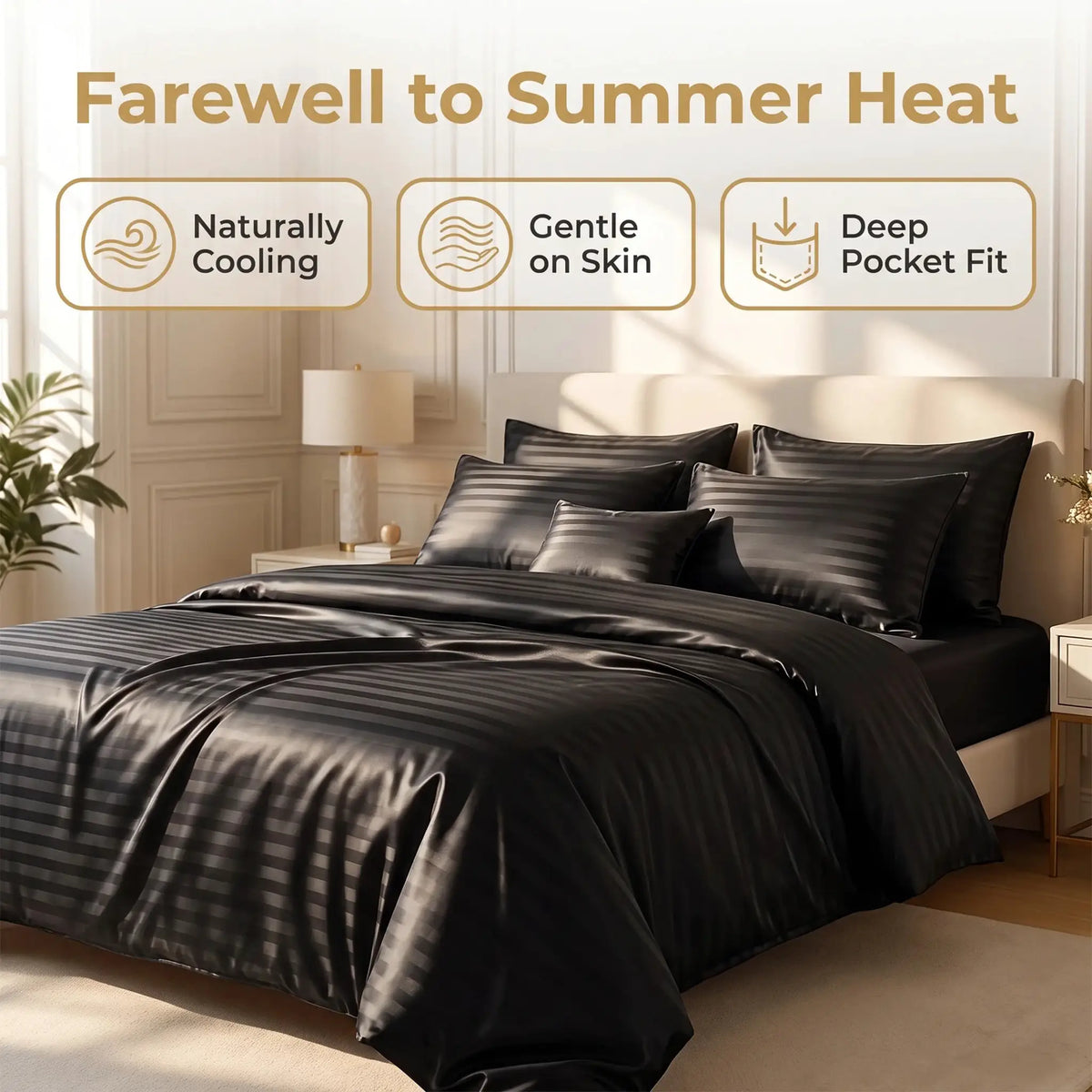 Satin Sheet Set | Cool Touch Microfiber | 4 Piece Bedding | Queen King Twin