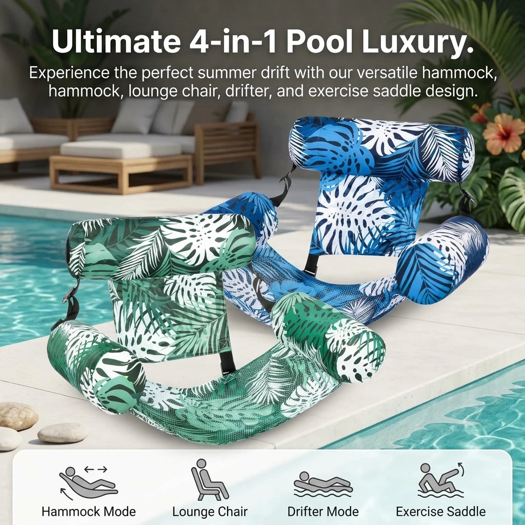 Inflatable Pool Lounger | Tropical Print | Includes Hand Pump | Set of 2