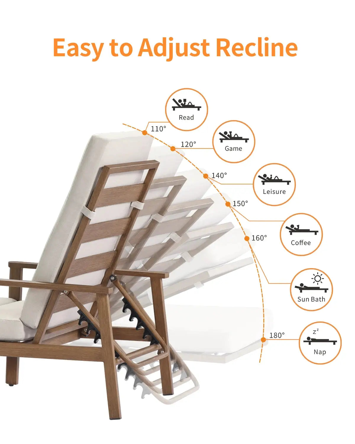 SeeHill Teak 3-Piece Outdoor Lounge Chair Set, Aluminum Chaise Loungers with Cushions and Side Table for Patio, Beach or Pool from PriceLows™