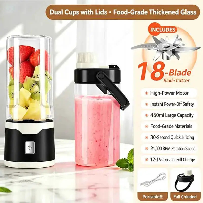 Portable Fruit Juice Blenders Summer Personal Electric Mini Bottle Home USB 18 Blades Juicer Cup Machine For Kitchen from PriceLows™