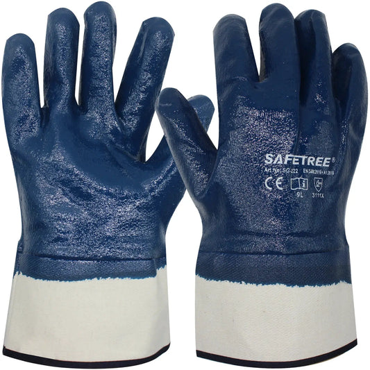 SAFETREE Heavy Duty Industrial Blue Nitrile Dipped Work Gloves Oil Resistant Gloves from PriceLows™