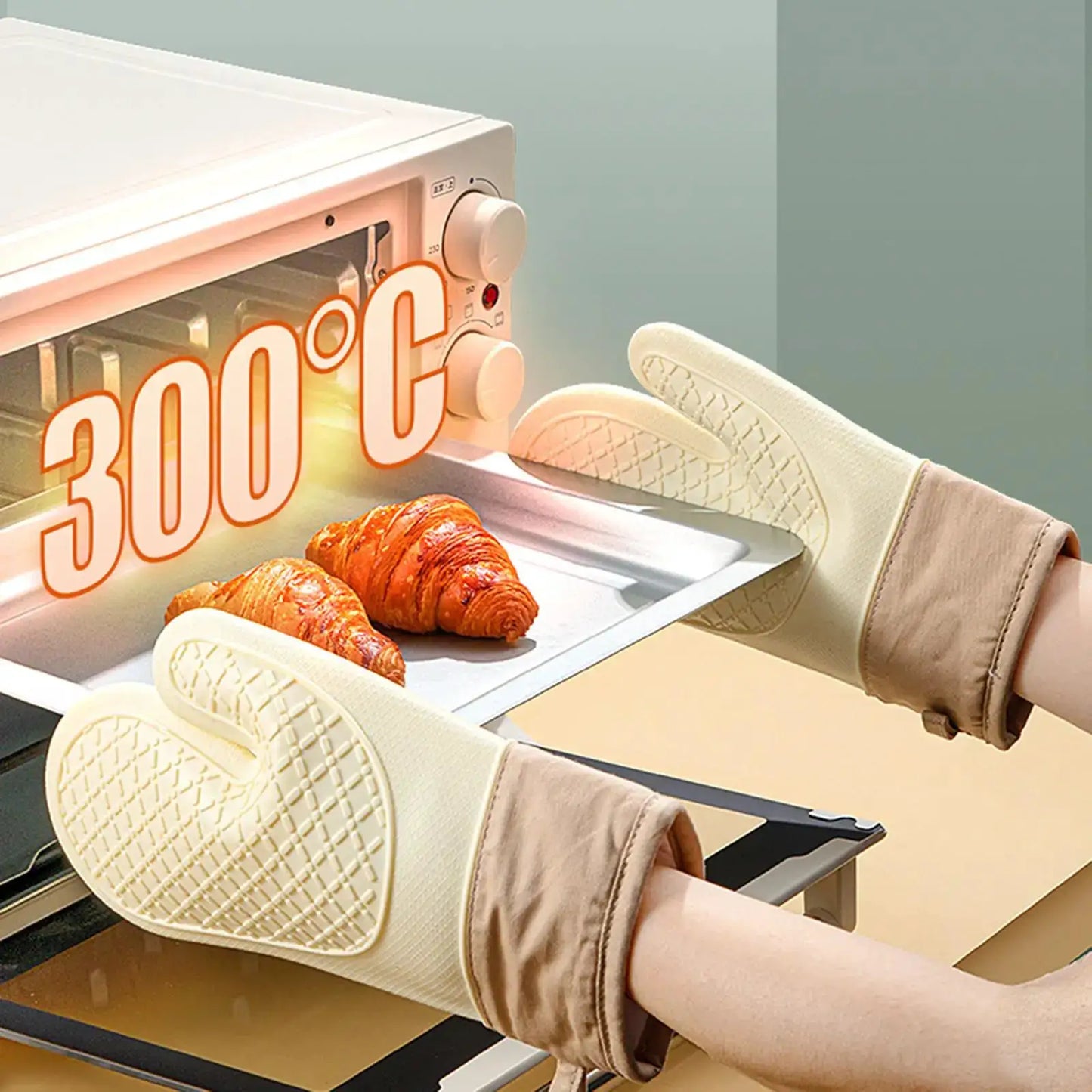 Silicone Oven Mitts | Heat Resistant Thickened | Non Slip | One Size