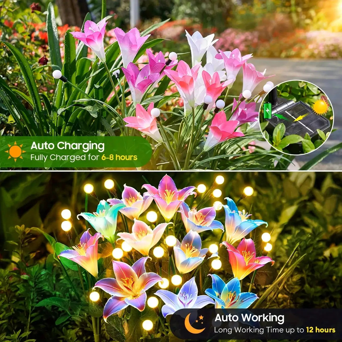 Lily Flower Solar Outdoor Light Ip65 Waterproof Solar Powered for Garden Pathway Landscape Lights Courtyard Yard Decoration from PriceLows™