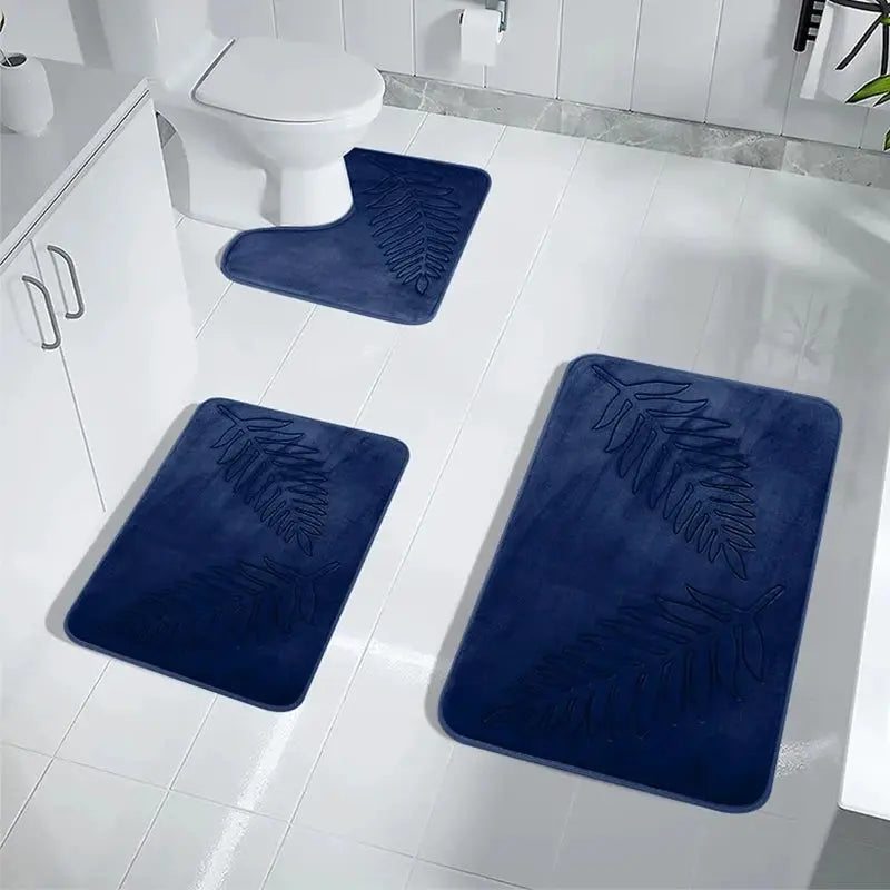 3 Piece Bathroom Mat Memory Foam Ultra Soft and Absorbent Leaf Bath Rugs Thick Washable For Bathroom Toilet Tub Mat Set from PriceLows™