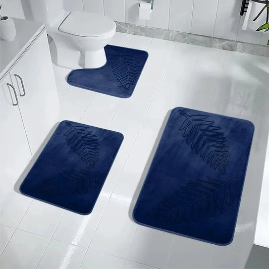 3 Piece Bathroom Mat Memory Foam Ultra Soft and Absorbent Leaf Bath Rugs Thick Washable For Bathroom Toilet Tub Mat Set from PriceLows™