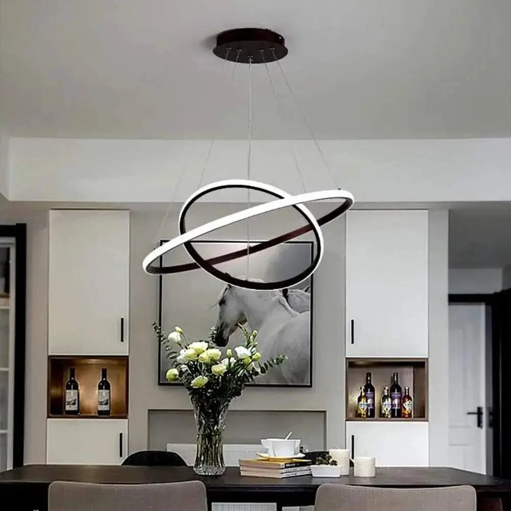 Modern LED Ring Chandelier 3 Ring Dimmable Circular Dining Ceiling Pendant Light for Dinning Room Living Room from PriceLows™
