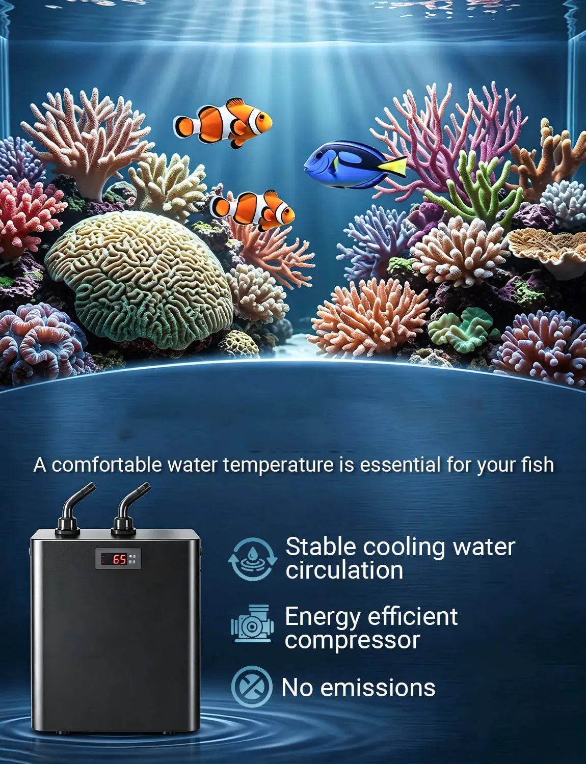 Aquarium Water Chiller | 132 Gallon | 1/2 Horsepower | US Plug