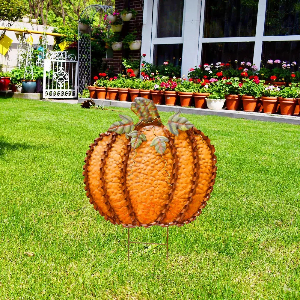 26" Metal Pumpkin Stakes Yard Signs Decorative Garden Stake Fall Decor Pumpkins Lawn Stakes Ornaments Outdoor Autumn Halloween from PriceLows™