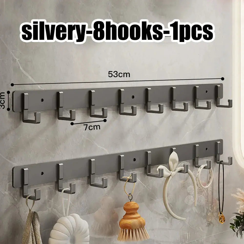 Kitchen space aluminum punch-free hooks are easy to install kitchen utensils storage hooks bathroom bathrobe towel hangers from PriceLows™