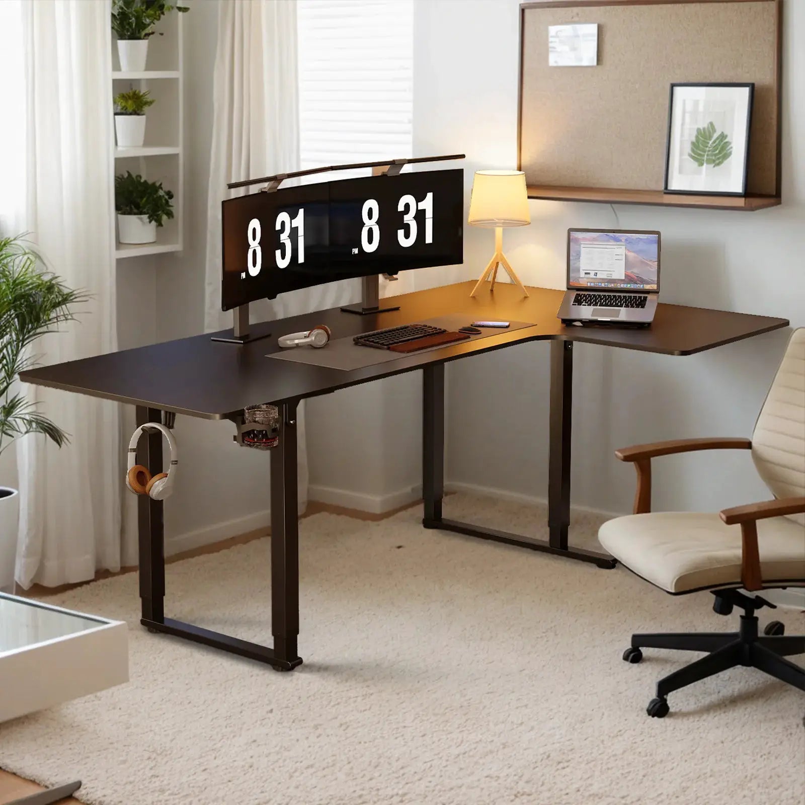 L Shaped Standing Desk, 63/71x43 Inches Electric Stand Up Desk with Dual Motor & Memory Controller, Desk with Adjustable Height from PriceLows™