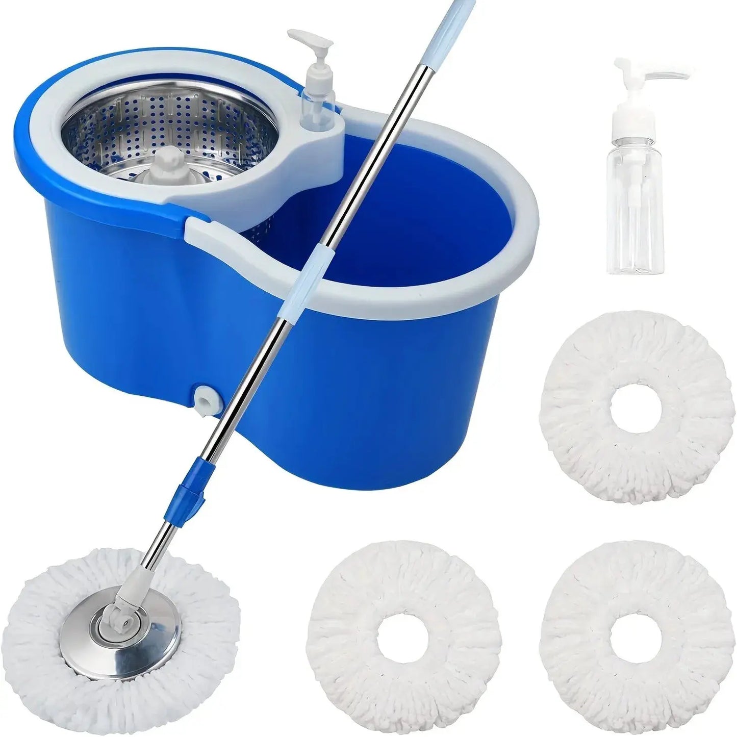 Mop Bucket with Wringer Set, 360 Rotation Mop Bucket Systerm for Floor Cleaning with 3 Microfiber Mop Head for Office And Home Use, Black from PriceLows™