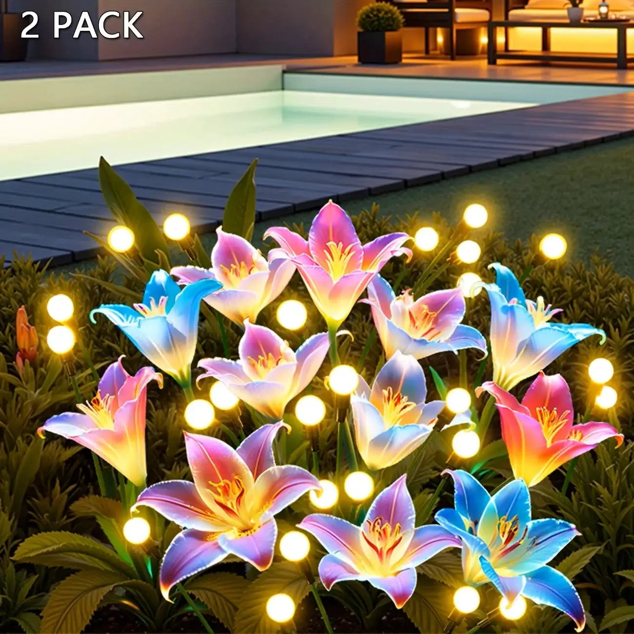 Lily Flower Solar Outdoor Light Ip65 Waterproof Solar Powered for Garden Pathway Landscape Lights Courtyard Yard Decoration from PriceLows™