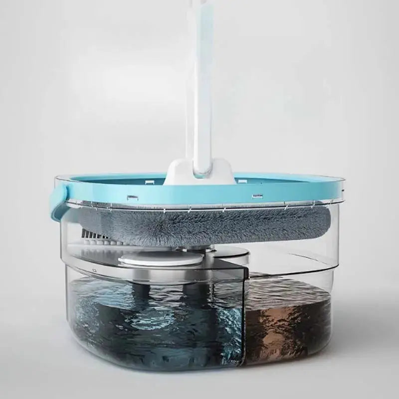 Spin Mop and Bucket Set with Dirty and Clean Water Separation System, Self-Wringing 360° Rotating Flat Mop, Hands-Free Self from PriceLows™