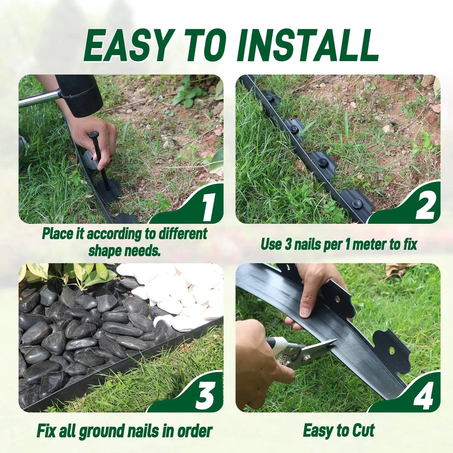 33FT Landscape Edging Kit, Garden Edging Coil Comes with 30 Pcs Spikes, No Dig Lawn Border Design from PriceLows™