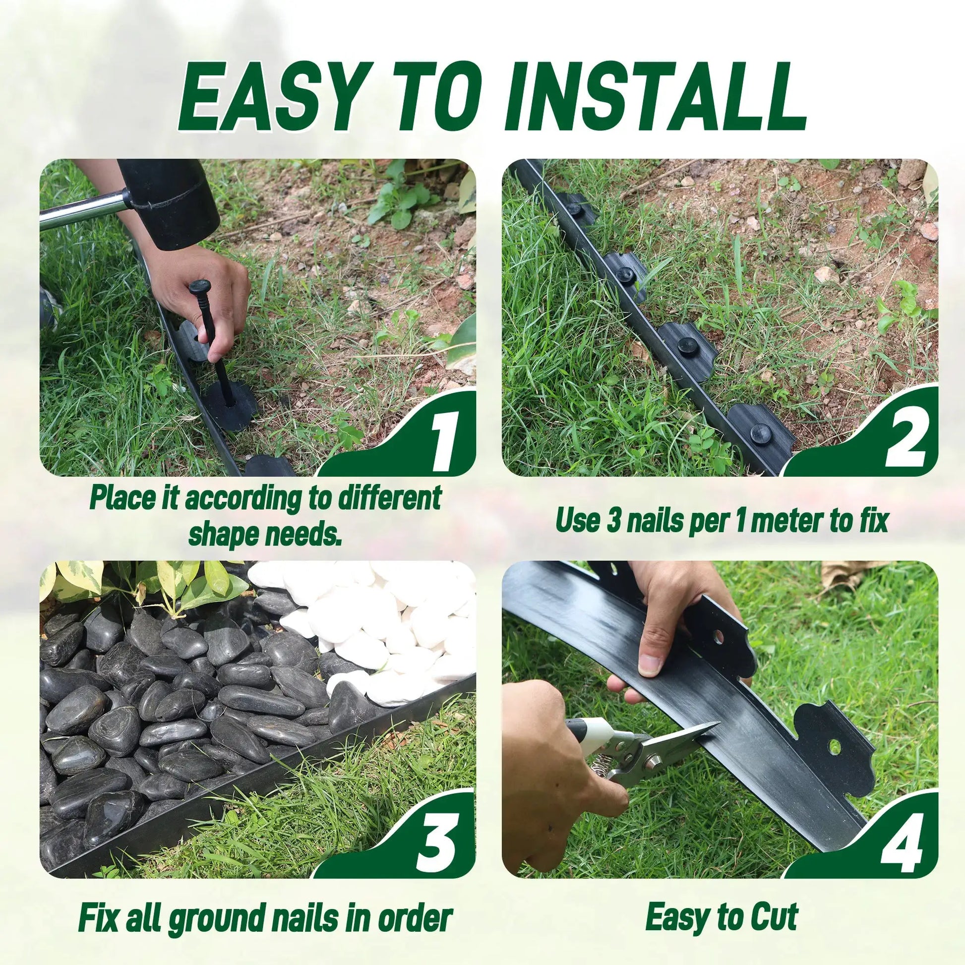 33FT Landscape Edging Kit, Garden Edging Coil Comes with 30 Pcs Spikes, No Dig Lawn Border Design from PriceLows™