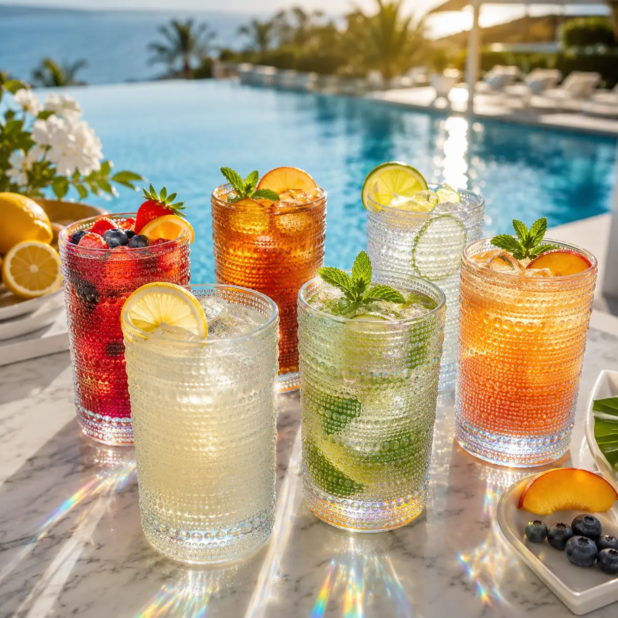 Classica Hobnail Highball Glassware, Set of 6