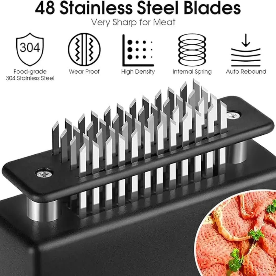 Heavy Duty Meat Tenderizer Tool with 48 Stainless Steel Ultra-Sharp Blades Compact Cooking Tool Handheld Kitchen Item from PriceLows™