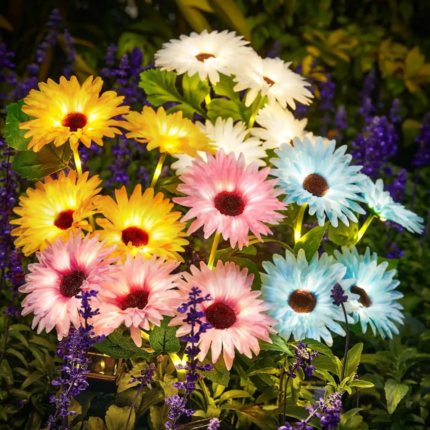 Solar Outdoor Garden Lights, 16 Glowing Daisy Flowers Solar Lights, Waterproof Solar Flower Lights for Yard Patio Pathway Decor from PriceLows™