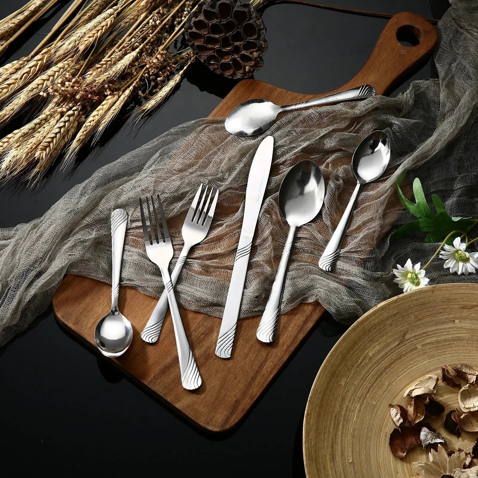HANSMART 48Pcs Stainless Steel Cutlery Set, Service for 8, Knives Forks Spoons, Kitchen Dinner Gift from PriceLows™