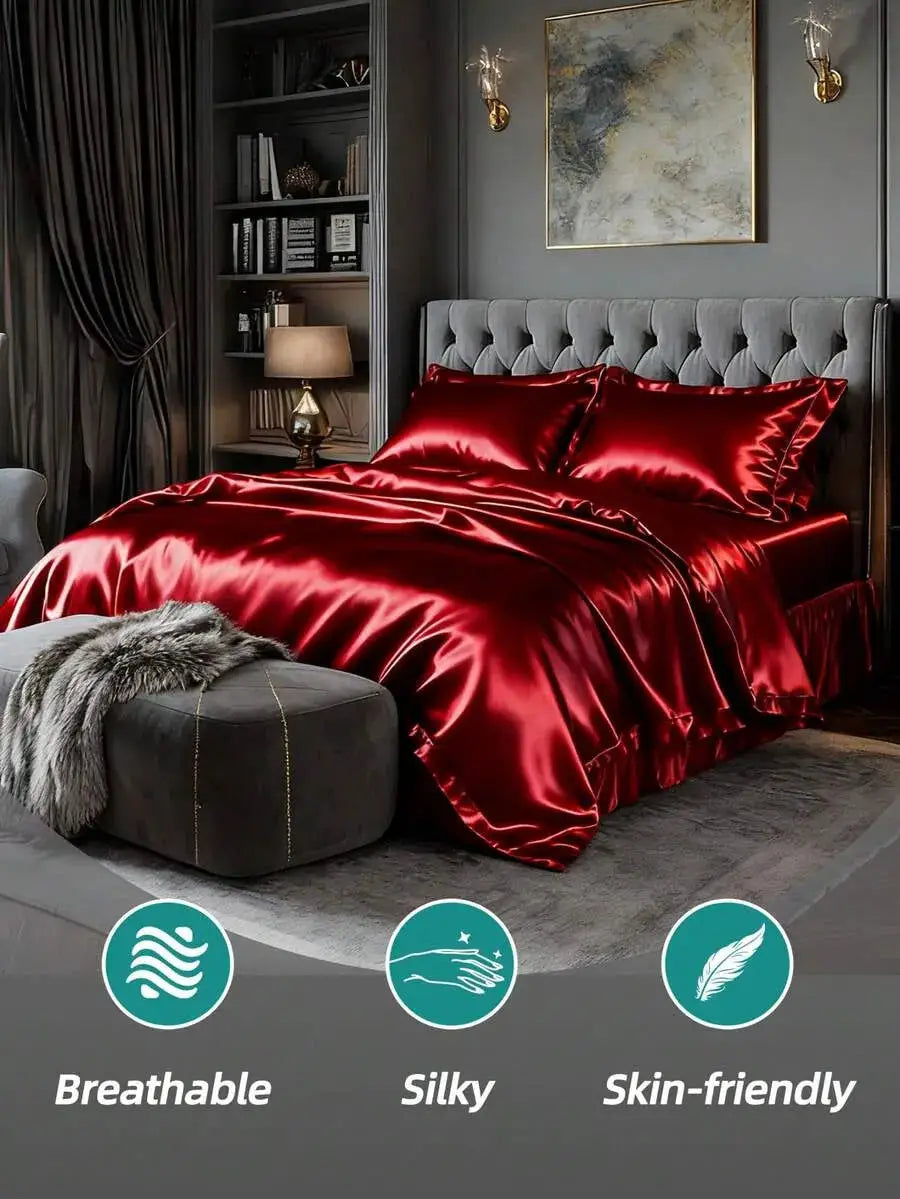 Microfiber Satin Sheets | 80 Thread Count | Silky Soft Feel | Three Piece Set