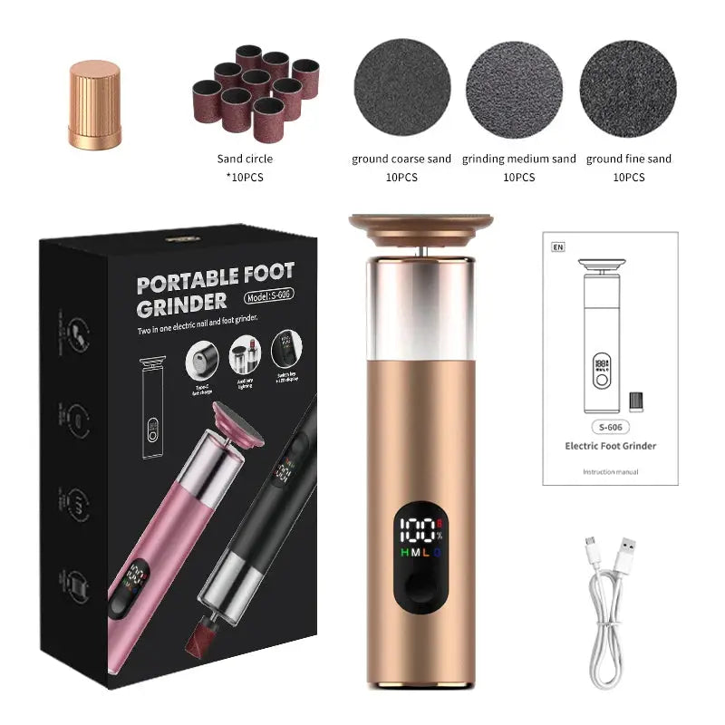 New Electric Foot File Callus Remover 2 in 1 Rechargeable Foot File & Nail Pedicure Tool, gift 60PCS Replaceable Sandpaper Discs from PriceLows™