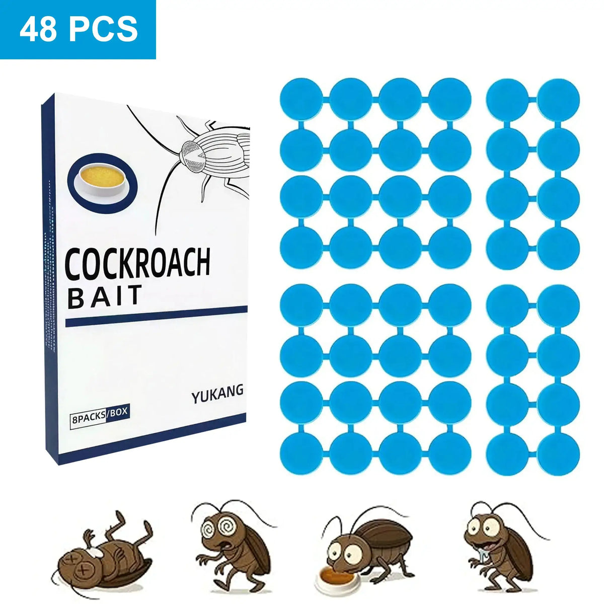 Roach Bait Stations | Natural Formula | Long Lasting | 48 Pack