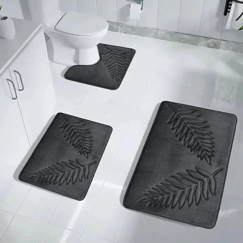 3 Piece Bathroom Mat Memory Foam Ultra Soft and Absorbent Leaf Bath Rugs Thick Washable For Bathroom Toilet Tub Mat Set from PriceLows™