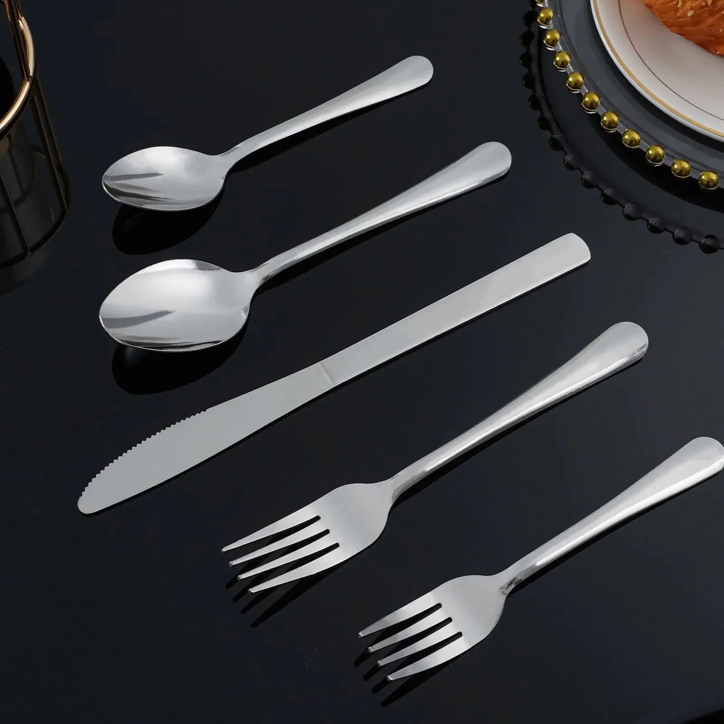 HANSMART 60Pcs Stainless Steel Flatware Set For 12 With Dinner Forks Salad Forks Spoons and Knives Dishwasher Safe from PriceLows™