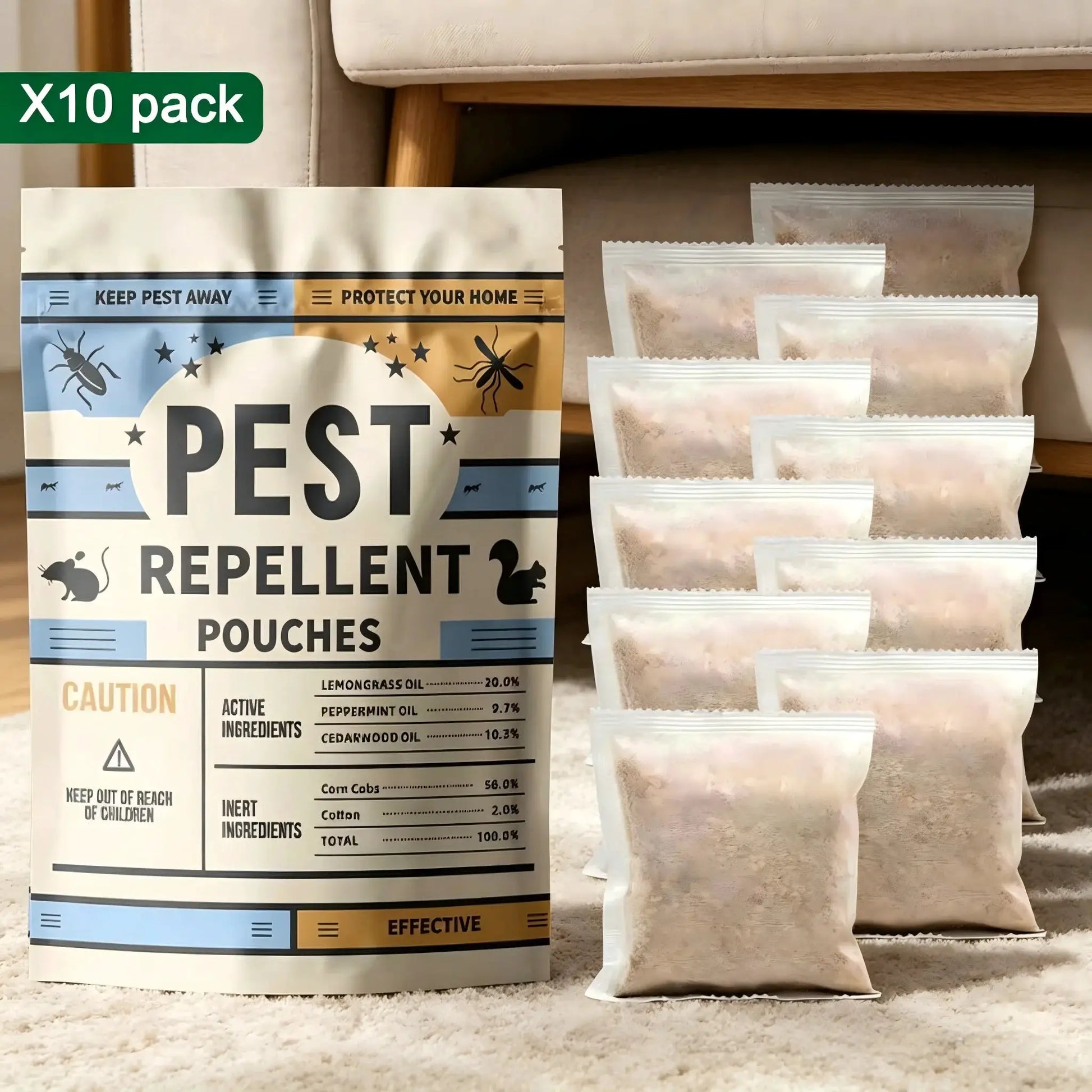 Pest Control Pouches, Mice Repellent Indoor, Rodent Repellent, Mouse Repellent, Mouse Deterrents, Rat Repellent for House,Roach,Spider,Roach,Ant,Mosquito,Silverfish and Lizard Repellent- 10P from PriceLows™