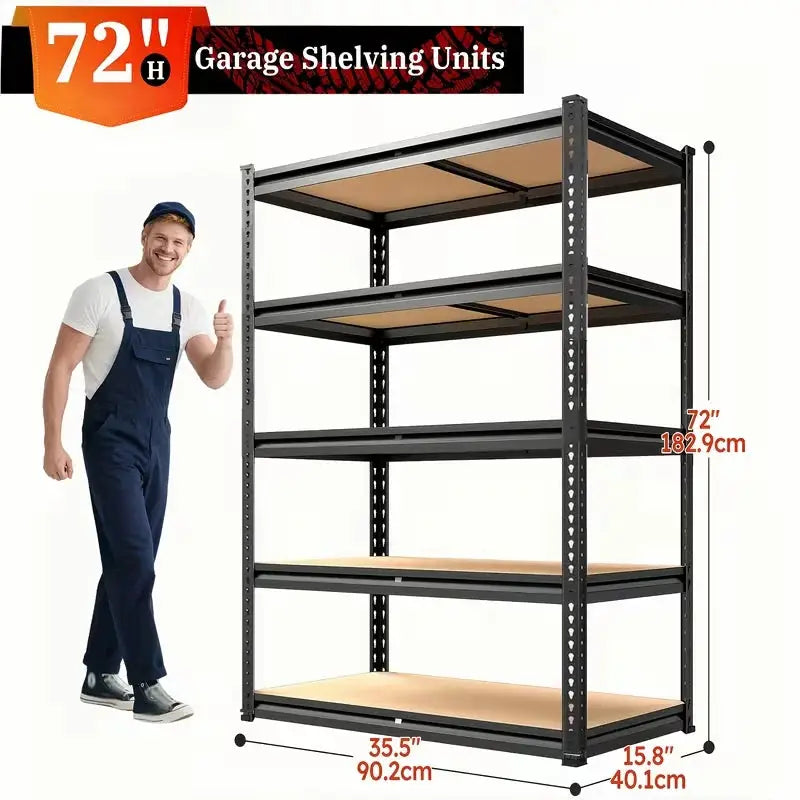 60/72 Inch Heavy-duty Metal Storage Rack, With A Load-bearing Capacity Of 2000 Pounds Per Layer, Adjustable Height from PriceLows™